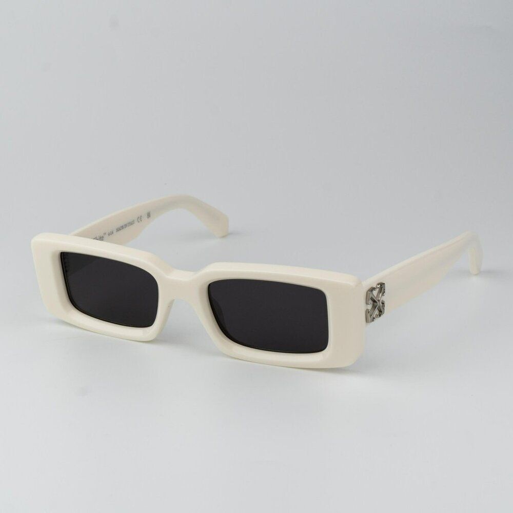 Off-White ARTHUR Men Sunglasses White Grey Square OERI127 0107 NEW AUTHENTIC